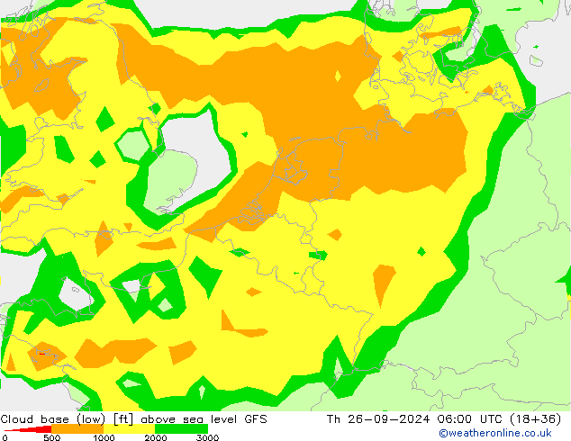 Cloud base (low) GFS jue 26.09.2024 06 UTC