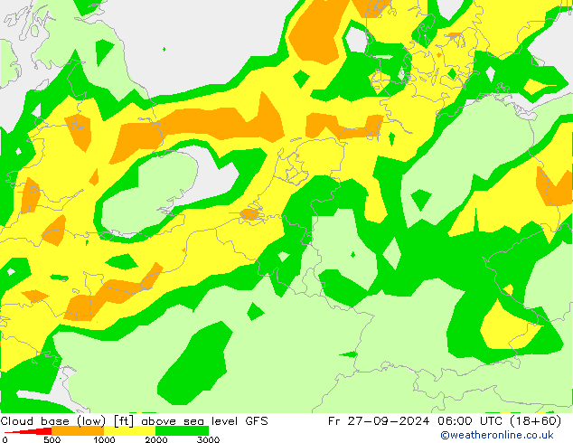 Cloud base (low) GFS Fr 27.09.2024 06 UTC