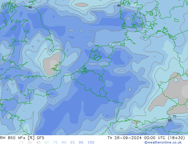 RH 850 hPa GFS Do 26.09.2024 00 UTC