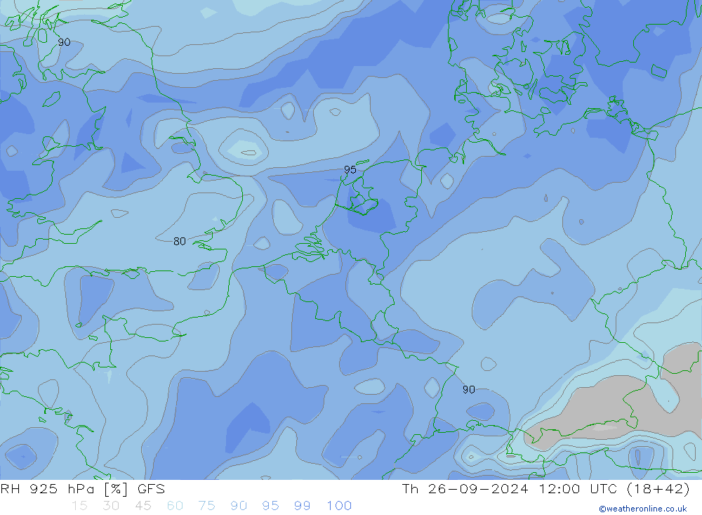 925 hPa Nispi Nem GFS Per 26.09.2024 12 UTC