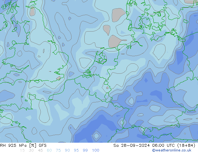 RH 925 hPa GFS Sa 28.09.2024 06 UTC