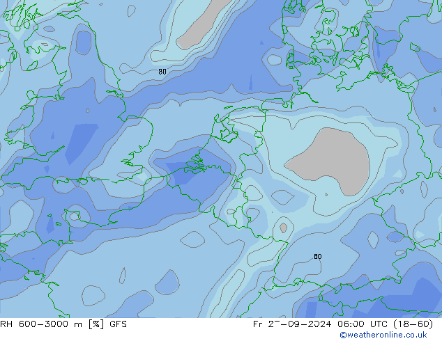 RH 600-3000 m GFS ven 27.09.2024 06 UTC