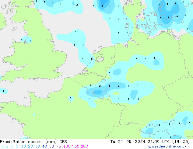 Precipitación acum. GFS mar 24.09.2024 21 UTC