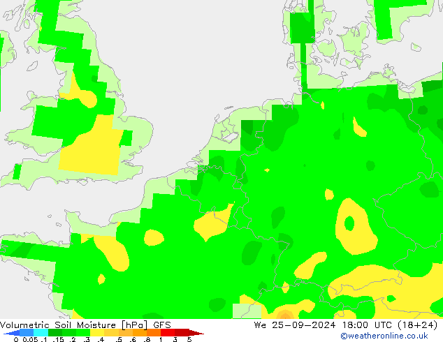 Volumetric Soil Moisture GFS Qua 25.09.2024 18 UTC