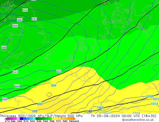 Thck 500-1000hPa GFS Čt 26.09.2024 00 UTC