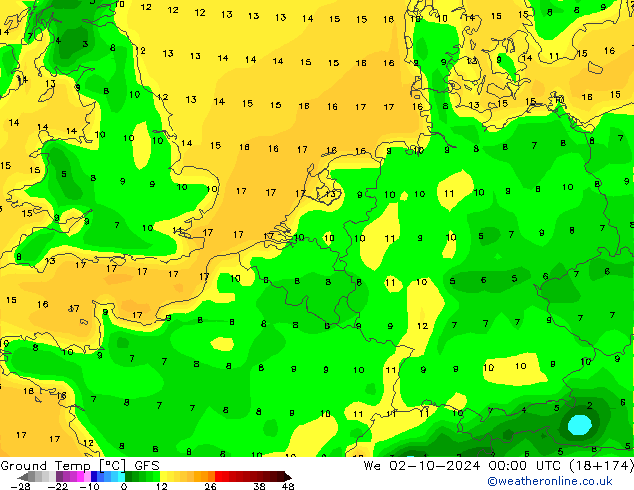 Bodentemperatur GFS Mi 02.10.2024 00 UTC