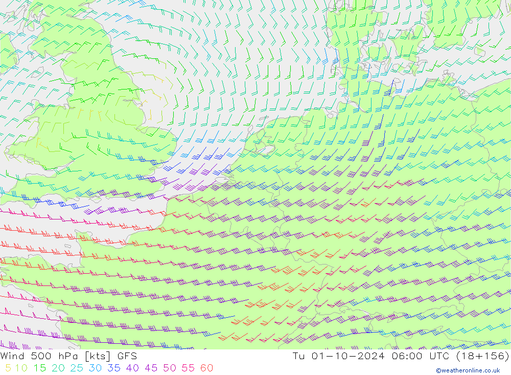 Wind 500 hPa GFS Tu 01.10.2024 06 UTC