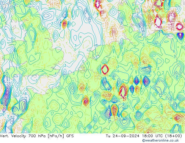 Vert. Velocity 700 hPa GFS Tu 24.09.2024 18 UTC