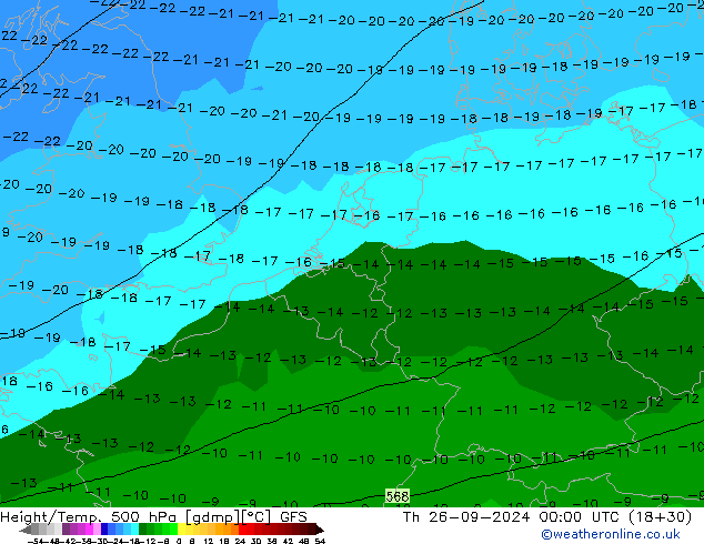 Height/Temp. 500 hPa GFS Th 26.09.2024 00 UTC