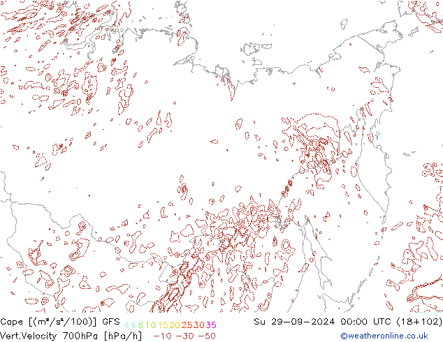 Cape GFS Su 29.09.2024 00 UTC