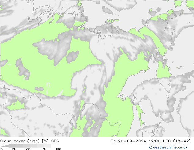 Nuages (élevé) GFS jeu 26.09.2024 12 UTC