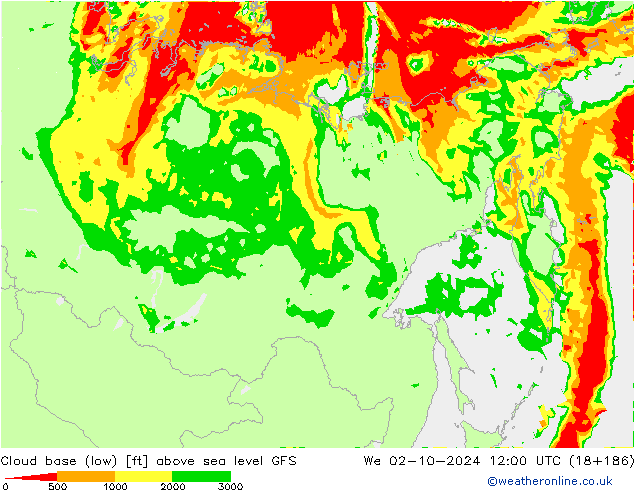 Höhe untere Wolkengrenze GFS Mi 02.10.2024 12 UTC