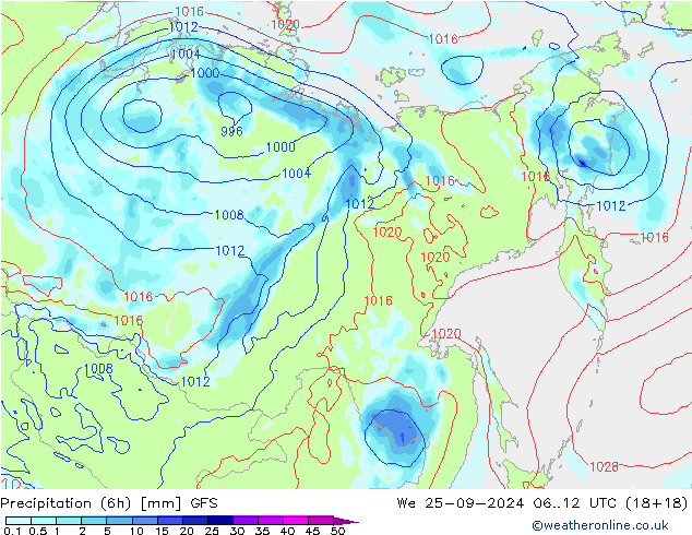 Z500/Rain (+SLP)/Z850 GFS St 25.09.2024 12 UTC