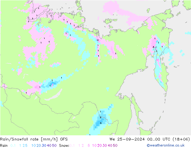 Rain/Snowfall rate GFS We 25.09.2024 00 UTC