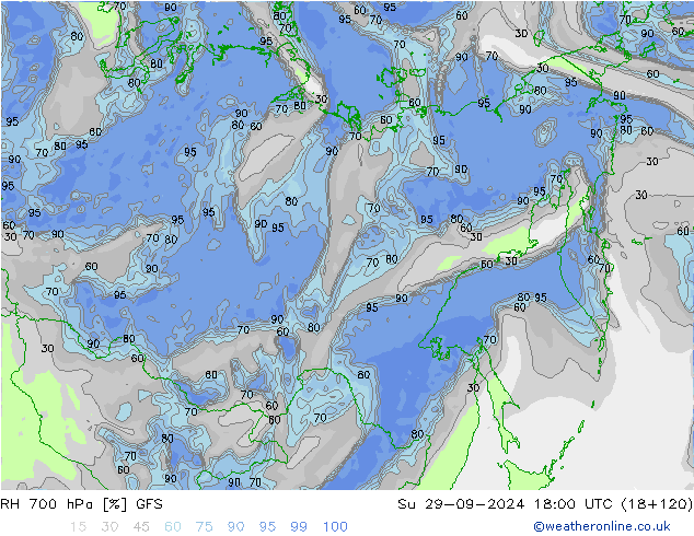 RH 700 hPa GFS Su 29.09.2024 18 UTC