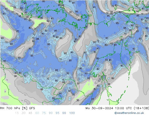 RH 700 hPa GFS Seg 30.09.2024 12 UTC