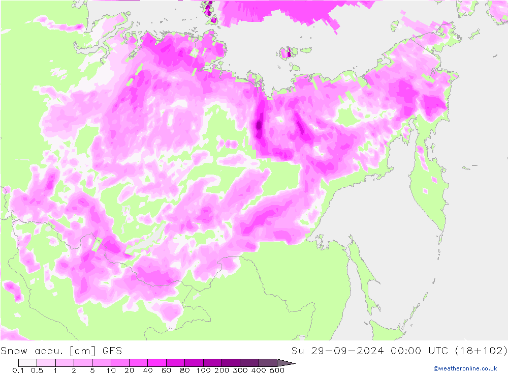 Snow accu. GFS  29.09.2024 00 UTC