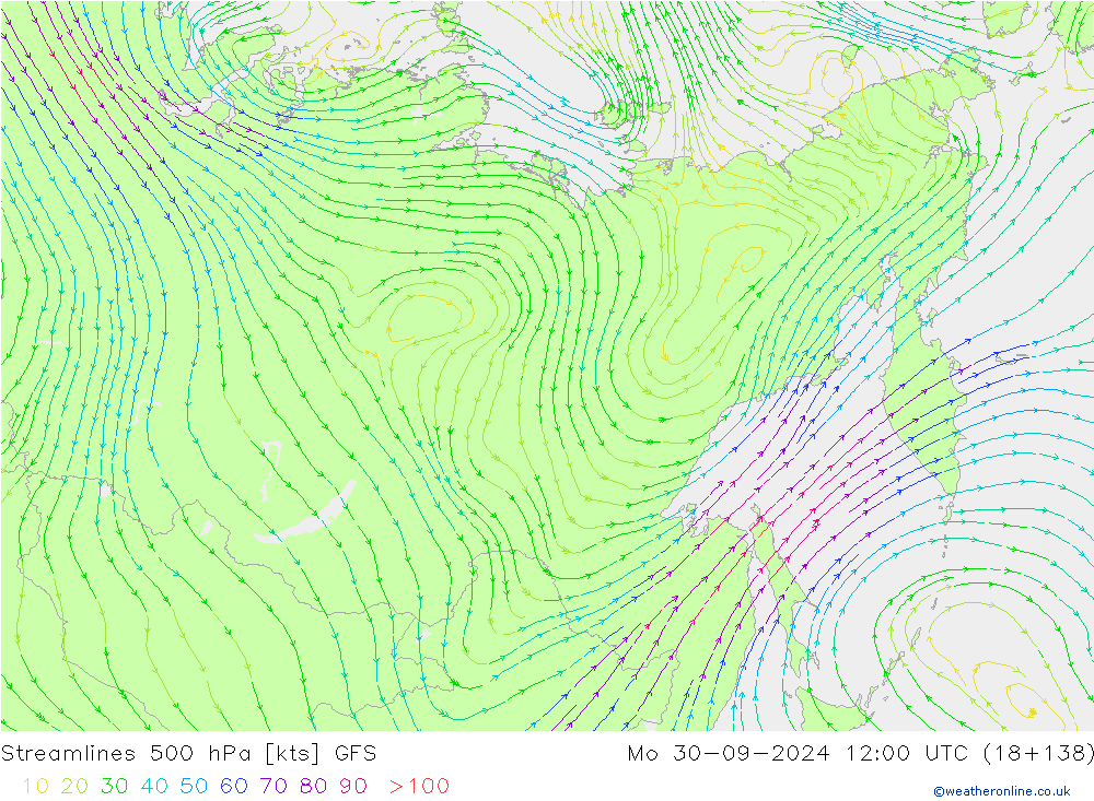 Rüzgar 500 hPa GFS Pzt 30.09.2024 12 UTC