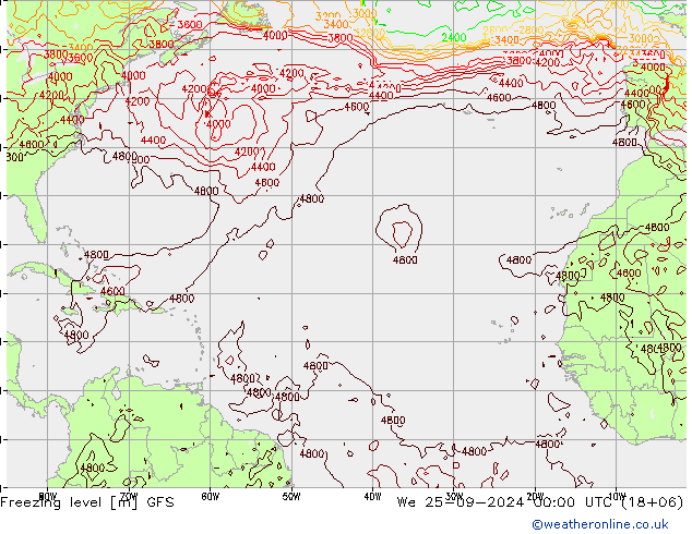 Freezing level GFS St 25.09.2024 00 UTC