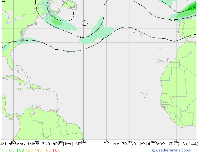 Corrente a getto GFS lun 30.09.2024 18 UTC