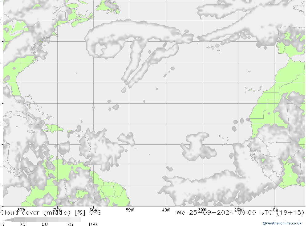 nuvens (médio) GFS Qua 25.09.2024 09 UTC