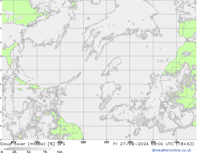 Cloud cover (middle) GFS Fr 27.09.2024 09 UTC