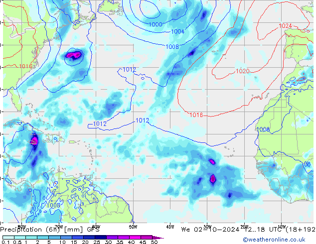 Z500/Rain (+SLP)/Z850 GFS ср 02.10.2024 18 UTC