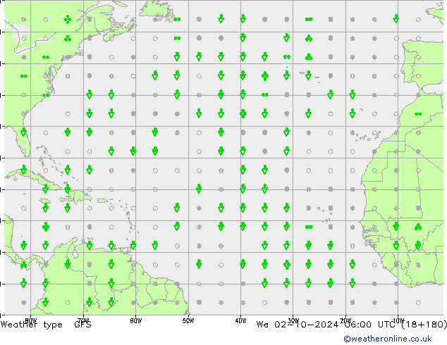 Tipo de precipitación GFS mié 02.10.2024 06 UTC