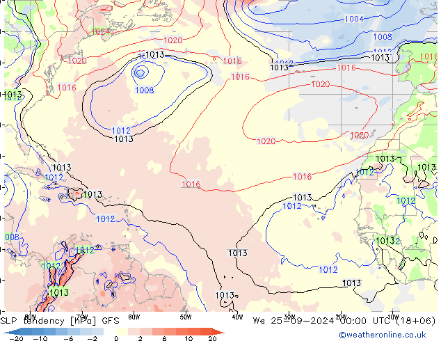 SLP tendency GFS We 25.09.2024 00 UTC