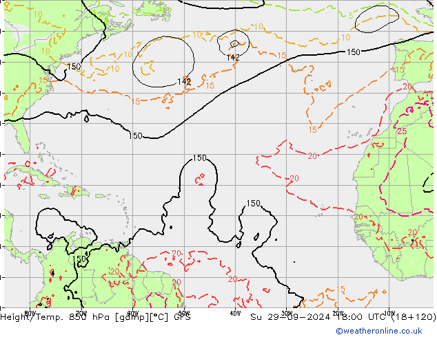 Z500/Yağmur (+YB)/Z850 GFS Paz 29.09.2024 18 UTC