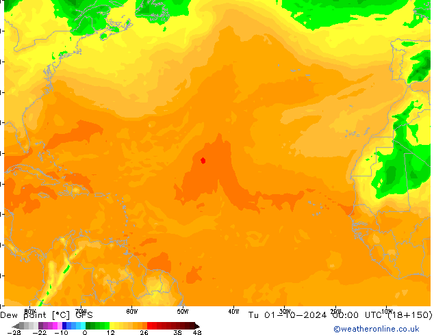 Dew point GFS Tu 01.10.2024 00 UTC