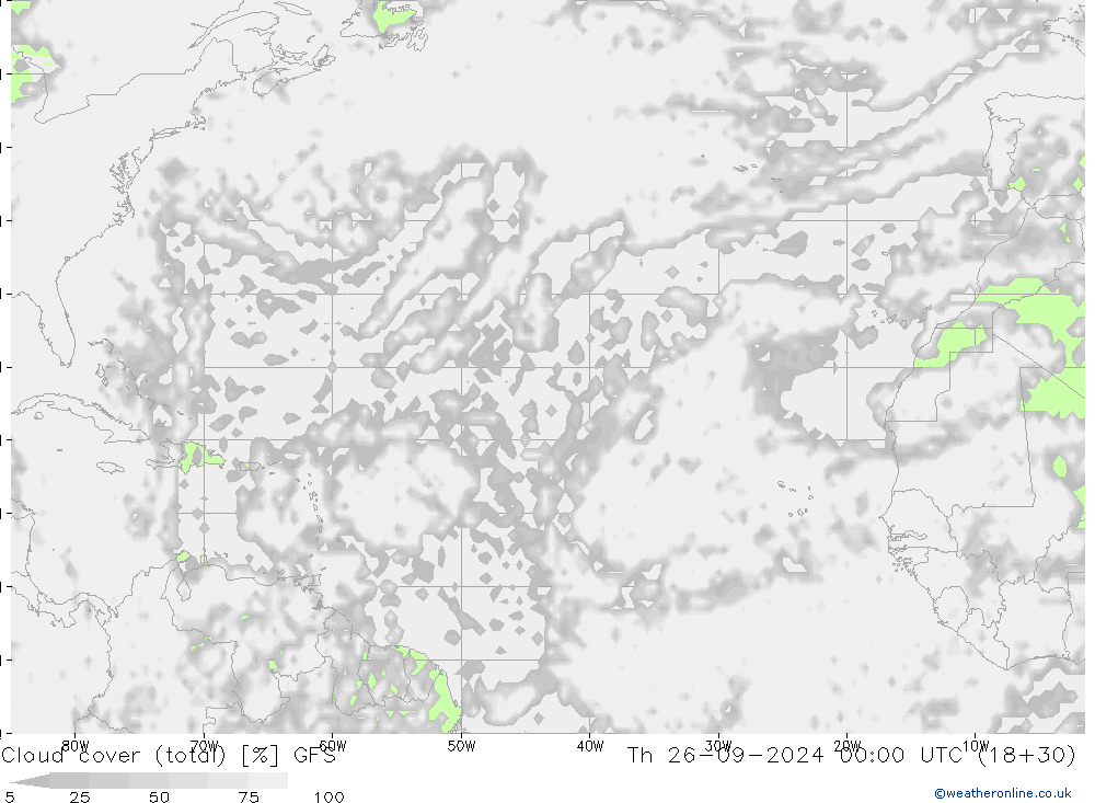 Nuages (total) GFS jeu 26.09.2024 00 UTC