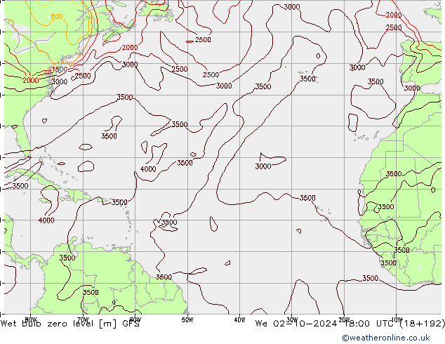 Wet bulb zero level GFS Октябрь 2024