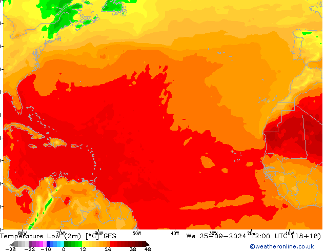 Tiefstwerte (2m) GFS Mi 25.09.2024 12 UTC