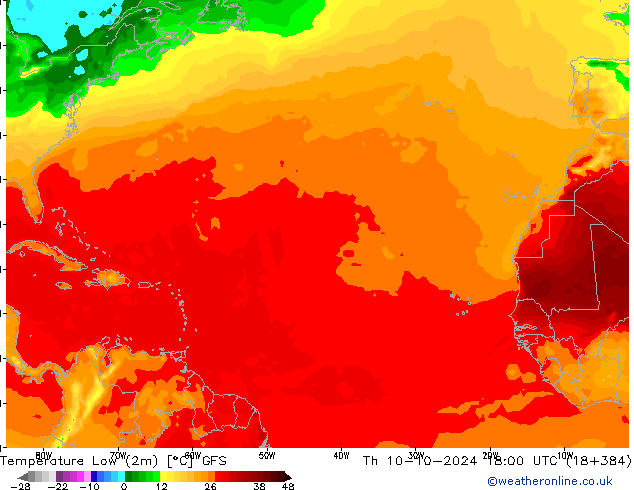 Minumum Değer (2m) GFS Per 10.10.2024 18 UTC