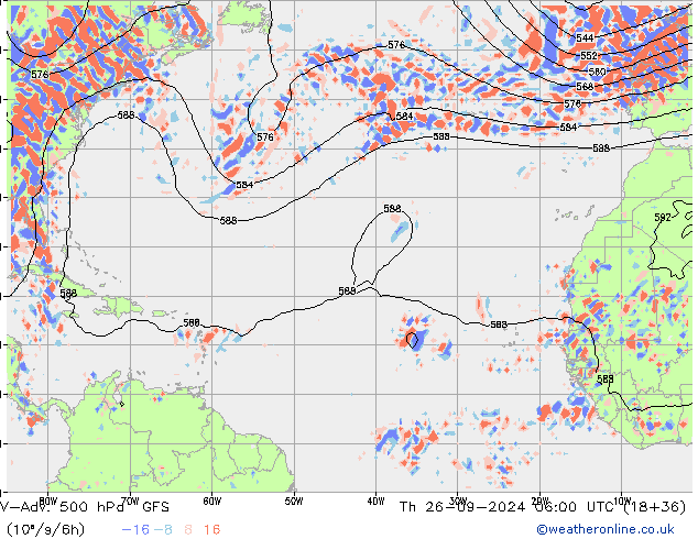 V-Adv. 500 hPa GFS czw. 26.09.2024 06 UTC