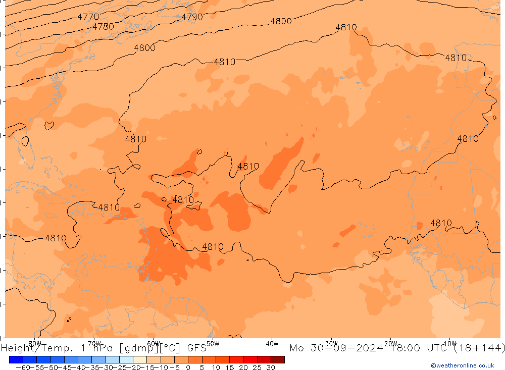 Height/Temp. 1 hPa GFS lun 30.09.2024 18 UTC