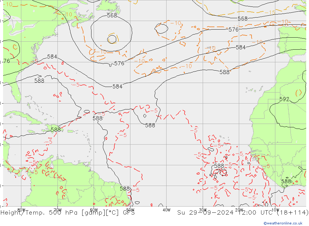 Height/Temp. 500 hPa GFS So 29.09.2024 12 UTC