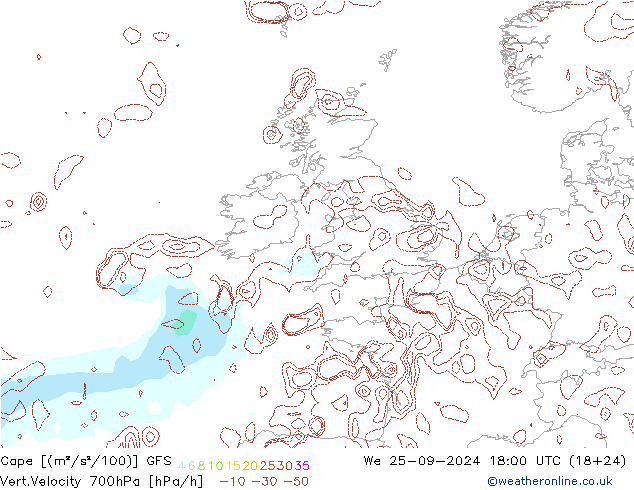 Cape GFS mer 25.09.2024 18 UTC