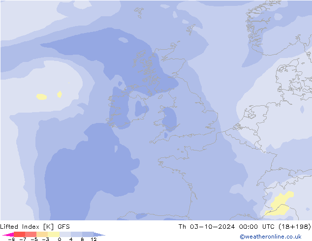 Lifted Index GFS Do 03.10.2024 00 UTC