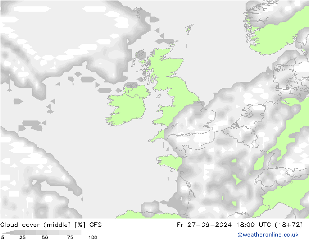 Cloud cover (middle) GFS Fr 27.09.2024 18 UTC