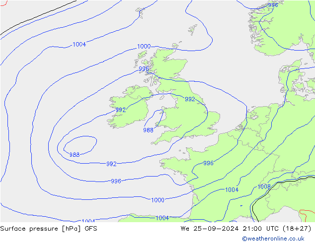 pressão do solo GFS Qua 25.09.2024 21 UTC