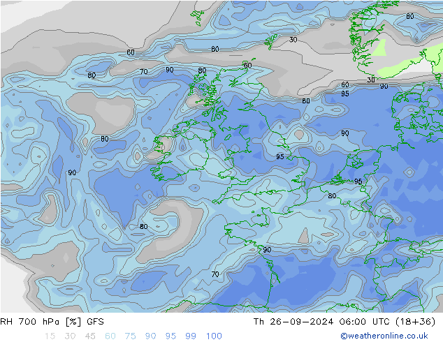 RH 700 hPa GFS Do 26.09.2024 06 UTC