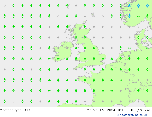 Type de précipitation GFS mer 25.09.2024 18 UTC