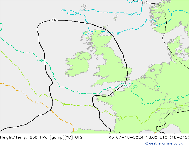 Z500/Rain (+SLP)/Z850 GFS Mo 07.10.2024 18 UTC