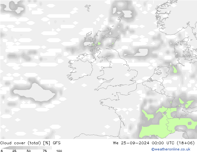 nuvens (total) GFS Qua 25.09.2024 00 UTC