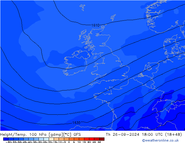 Height/Temp. 100 hPa GFS Th 26.09.2024 18 UTC