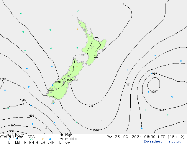 Cloud layer GFS We 25.09.2024 06 UTC