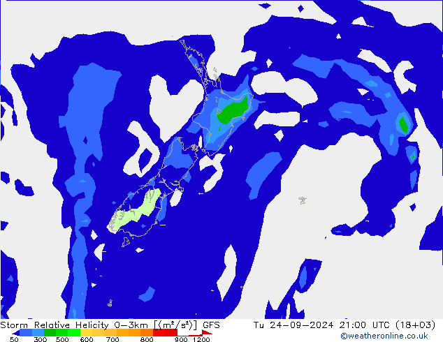 Storm Relative Helicity GFS mar 24.09.2024 21 UTC