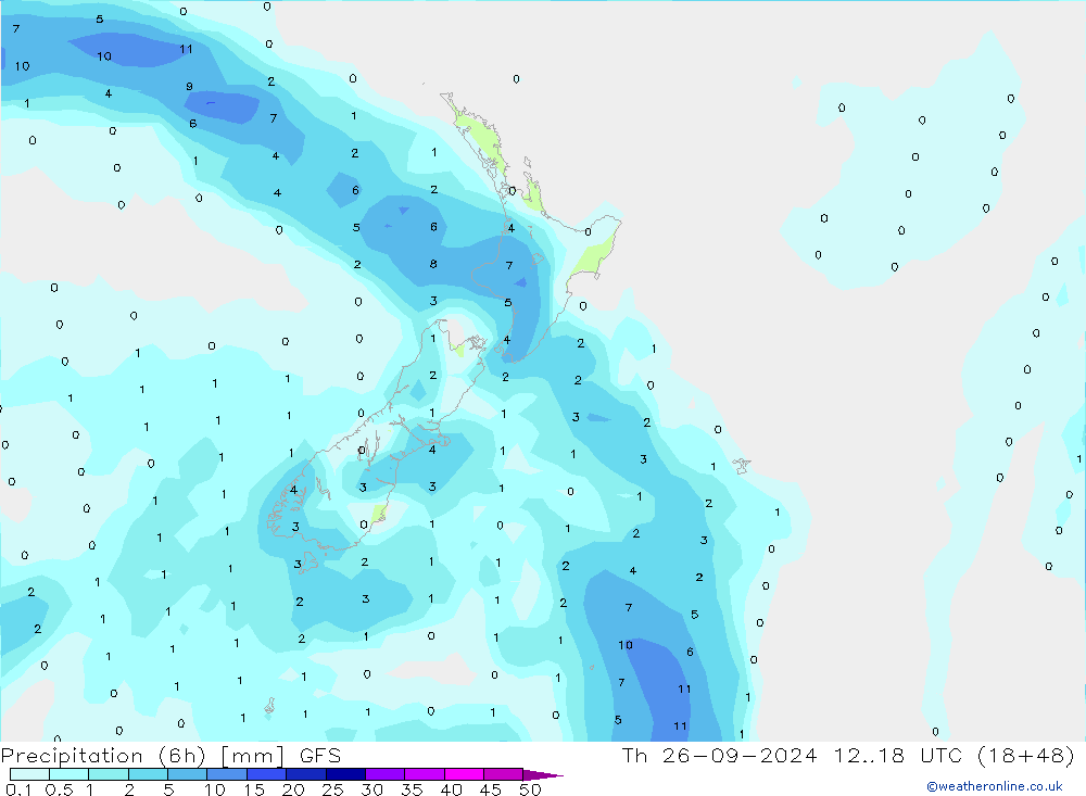 Z500/Rain (+SLP)/Z850 GFS gio 26.09.2024 18 UTC